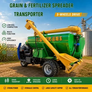 Multi-purpose Grain Cart Fertilizer Tender with Grain Loading 3-in-1 Trailer with Unloading Auger for Farm