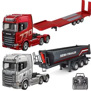 New 1501 Tractor License Scania 770S V8 1 18 RC Flatbed Trailer Dump Truck Semi trailer Car Model 2.4G Remote Control