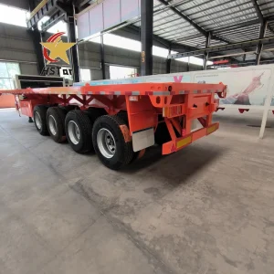 New 40Ft Flatbed Semi Trailer 3 FUWA Axles with Poles for Logs Transportation