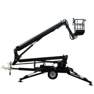 New Features AC Battery Gas Diesel Optional Trailer Boom Lift Mini 32ft Trailer Mounted Electrical Jib Boom Lift