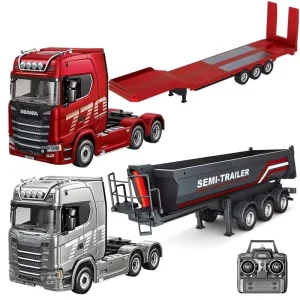 New Huina 1501 Tractor License Scania 770S V8 1 18 RC Flatbed Trailer Dump Truck Semi trailer Car Model 2.4G Remote Control