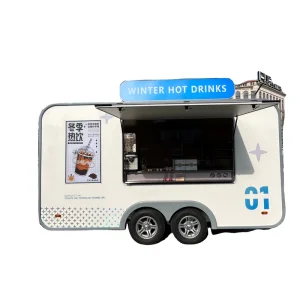 New OEM Fiberglass Mobile Coffee Cart Food Trailer Fully Equipped Customized Street Van Kiosk Food Truck CE DOT Certification