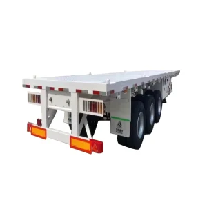 New Steel Flatbed Container Trailer 3 Axle 40 ft Semi Truck Trailer with 50 Tons Payload