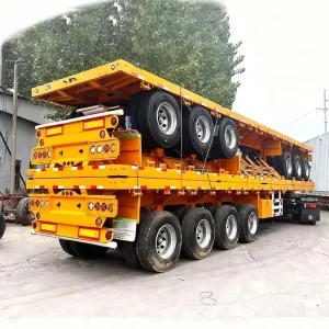 New Used Iron 30 40 60 Tons 3 5 Axles 20ft 50ft Container Flatbed Semi-Trailer with 100 Ton Max Payload