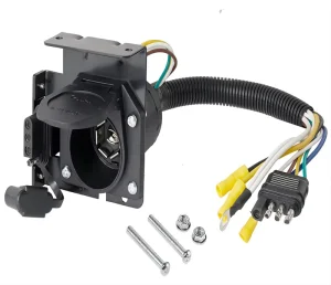OEM 4Way Flat To 7Way Round Blade And 4 Way Trailer Wiring Harness Adapter 7pin Trailer Socket Connector With Mounting Bracket