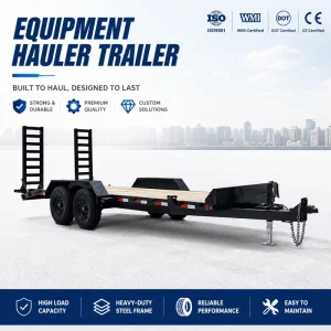 OEM Heavy Duty Equipment Hauler Trailer Steel Flatbed Car Trailer for Excavator Skid Steer Tractor Transportation