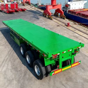 OEM ODM Factory Price 3 Axles 20ft 40ft Container Transportation 60 100Tons Flat Bed Flatbed Truck Semi Trailer