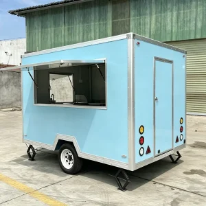 OEM Service Customizable Food Truck Glass Window Stainless Steel Catering Trailer Juice Bar Fridge VIN Certified Hotdog Candy