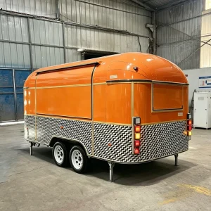 OEM Service Food Truck 4m 13ft Glass Window for Retro Style Catering Trailer Juice Bar Fridge Dual Tandem Axle VIN Candy Rust