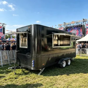OEM Square Food Truck Outdoor Food Cart Concession Food Trailer Mobile Foodtruck Food Cart for Retail with Full Kitchen