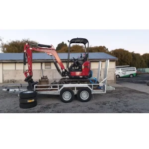 Open Steel Car Trailers with Electric Air Inertial Brakes Towing 2 Ton Excavator Digger Trailer