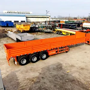 Orange Three Axis Containerized Semi Trailer for Transporting Bulk Goods