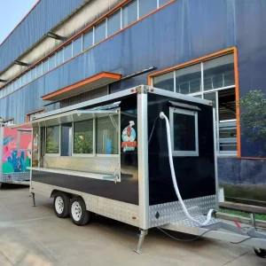 Outdoor Fast FoodTruck Restaurant Food Cart Vending Van Catering Truck Mobile Deep Fry Food Container Trailer