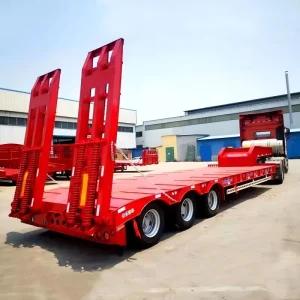 Popular Flatbed Semi Trailer with 3 Axles for Transporting Container Cargo Load Capacity of 80 Tons