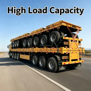 Premium Grade Wear Resistant 3 Axle Steel Flatbed Semi Trailer Customizable Size High Capacity Payload for Bulk Delivery
