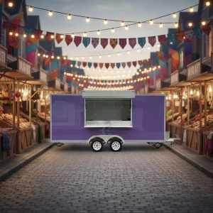 Purple Customizable Stainless Steel Frame 5 Meter 4 Wheel Rust Resistant Commercial Catering Ice Cream Fast Food Candy Cart