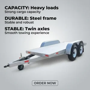 Q235 Steel 5 Ton Heavy Duty Flatbed Trailer with Twin Axles for Equipment and Vehicle Transport Durable Frame Design
