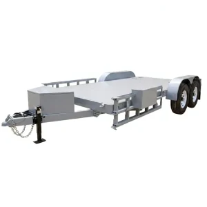 Q235 Steel Dual Axle Flatbed Trailer for Heavy Equipment & Vehicle Transport