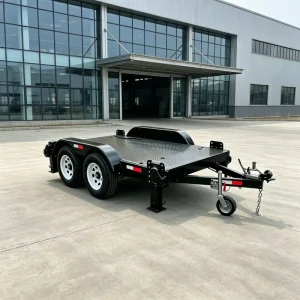 Q235 Steel Flatbed Trailer 2 Axle for Equipment & Vehicle Transport