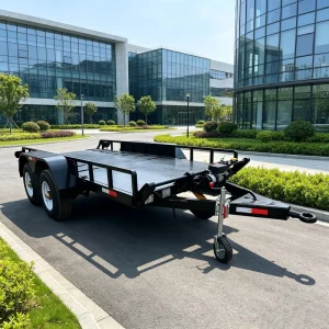 Q235 Steel Heavy Duty Flatbed Trailer with Dual Axle Winch for Forklift and Equipment Transport Durable Stable