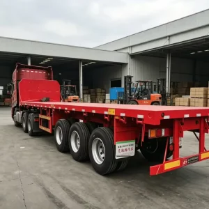 RHINOSTRONG Heavy-duty Vehicle with Mechanical Suspension 4 Axle 40ft Container Flatbed Transport Steel Semi-Trailer