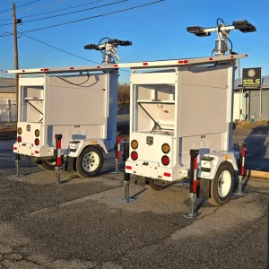 Rugged Solar Light Tower Trailer IP67 Rated 360 Beam Angle All Weather Grid Rapid Deployment Portable DC White LED