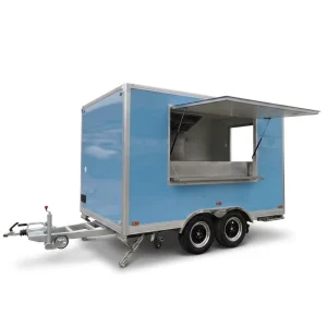 SL 6Z Dual Axle Baby Blue Cube Food Truck Trailer Commercial Kitchen for Party With Range Hood