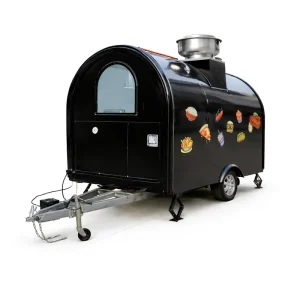 Safe Durable Fiberglass Towable Food Trailer Outdoor Fast Food Built In Heater Dual Axle BBQ Restaurant Use Vintage Classic