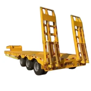 Semi Trailer 40ft 60ton Carbon Steel 3 Axles Heavy Haulage Gooseneck Flatbed Trailer for Construction Machinery