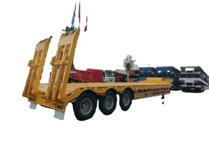 Semi trailer for Transporting Excavators and Containers Designed for Use in Conjunction with a Tractor Unit