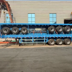 Shipping Container Flatbed Semi Trailer 4 Axle 60ft 60 Ton Steel Flat Bed Truck Trailer Air Mechanical Suspension