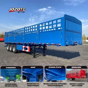 Side Wall Cargo Stake Animal Transport 3 Axle Fence Semi Trailer