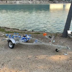 Single Axle Galvanized Boat Trailer Lightweight with LED Lights 500kg Capacity for Small Boats Jet Skis Inflatable Boats