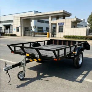 Single Axle Utility Trailer 0.5T Steel Mesh Deck for ATV Motorcycle Tool Transport Heavy Duty Towing Cart