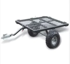 Small Garden Tilting Steel Trailer with 350kg Payload and Towing Net for Easy Courtyard Maintenance