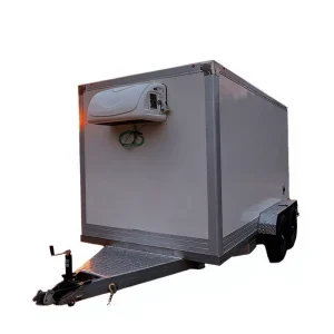 Small Refrigerated Enclosed Trailers Metal Material Mobile Food Cart Trailer Mounted Iron Frame Mobile Kitchen and Dining Cart