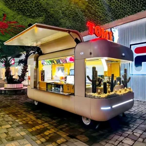 Stainless Steel Coffee Cocktail Bar Catering Trailer OEM Remorque Fast Food Truck