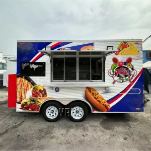 Stainless Steel Concession Fully Equipped Food Trailer Kiosk Mobile Fast Food Truck