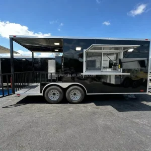 Stainless Steel Food Trailer Food Truck Full Kitchen Coffee Snack Food Cart Enclosed Multi-functional Square