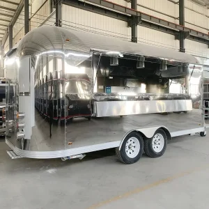 Stainless Steel Ice Cream Truck Food Trailer Mobile BBQ Hot Dogs Coffee Fast Vending Cart