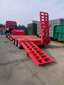 Steel 30-80 Tons Low Bed Semi Trailer 2/3/4 Axles Flatbed 20FT 40FT 45FT