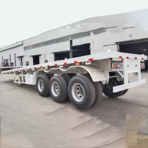 Steel 40 Feet Container Transport Heavy Duty Flatbed 3 Axle Semi Trailer