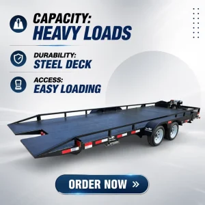 Steel Car Hauler Trailer Flatbed Trailer Heavy Duty Tilt Deck Car Trailers For Sale