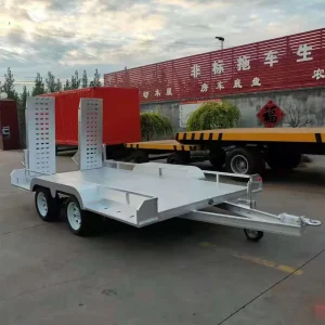Steel Car Semi Trailer Hitches 2 Axle Small Off Road ATV Excavator Trailer with Ramps CE Certified 2 Ton Payload