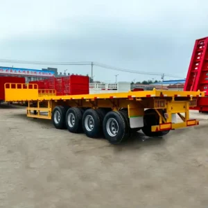 Steel Container Transport Flatbed Semi-trailer with an Effective Load Exceeding 30 Tons and Equipped with 12 Twist Locks
