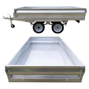 Steel Double Axle Agricultural Transport Trailer Hydraulic Tipping Manual Automatic Braking 1500kg Load Capacity