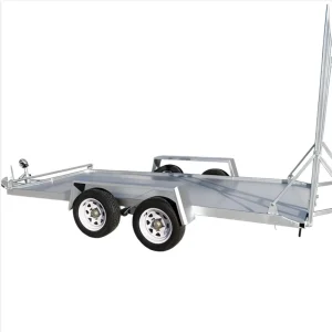 Steel Double Axle Car Flatbed Trailer Carrier with Hot Dip Galvanized Finish and 6000kg Payload