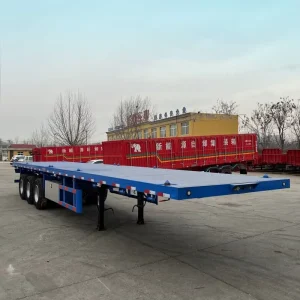 Steel Flatbed Semi Trailer with >30000 kg Payload 13000mm X 2550mm X1450mm Size 12r22.5 Tires Shandong
