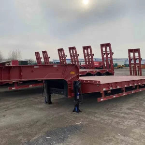 Steel Lowbed Semi Trailer 100T Capacity for Transport Heavy Duty Equipment