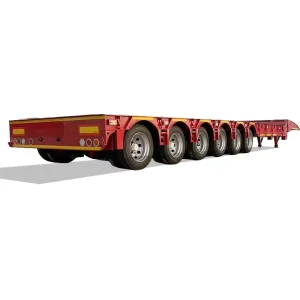 Steel Lowbed Semi Trailer 8 Axles 100 Tons for Heavy Equipment Transport